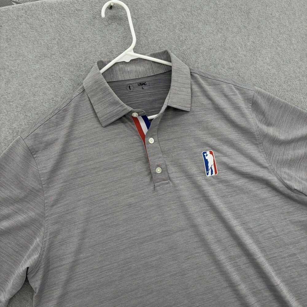 USAG U Suck At Golf Performance Polo Gray Stretch Golf Shirt Men's Large PGA
